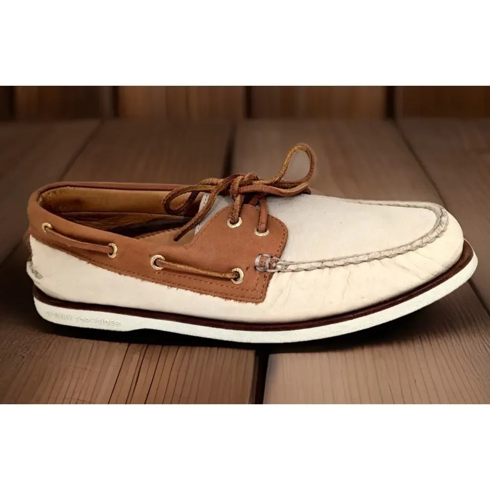 SPERRY TOPSIDER GOLD CUP Boat Shoes Loafers Beige Tan Mens Size 10.5 Fast Ship